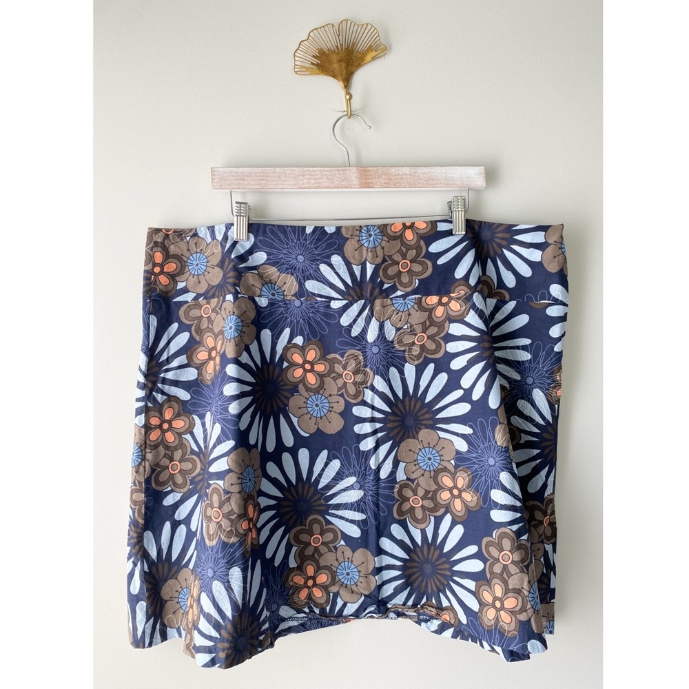 Sevier‎ Skirts Womens Floral A Line Skirt 2X Navy Cotton Lightweight Custom Made